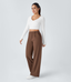Halara Flex™ DayStretch High Waisted Pocket Straight Leg Work Pants - Autumn Chestnut