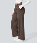 Halara Flex™ DayStretch High Waisted Pocket Straight Leg Work Pants - Chocolate Martini