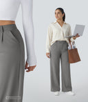 Halara Flex™ DayStretch High Waisted Pocket Straight Leg Work Pants - Silent Storm