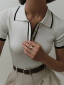 Maglietta Polo Donna - A Ribbed Preppy
