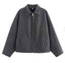 Giacca Effetto Lana Donna con Zip