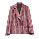 Completo Velluto Donna Rosa con Piume