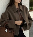 Giacca Effetto Lana Donna con Zip