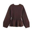 Giacca Kimono Donna con Cintura Marrone