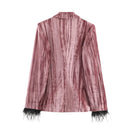 Completo Velluto Donna Rosa con Piume