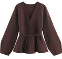Giacca Kimono Donna con Cintura Marrone